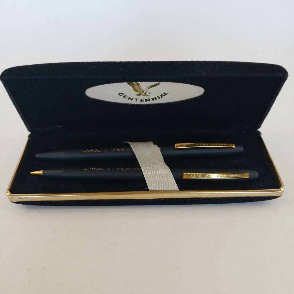 Vintage Centennial Pen & Pencil Set With  Personalized‎ Name Made In USA